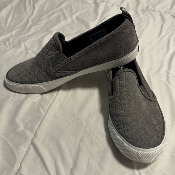 Sperry Top Side Women Seaside Quilted Suede Slip on Sneakers Gray 8 Memory Foam - Picture 11 of 13